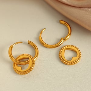 1 Pair Simple Series Simple Heart Stainless Steel  Gold Color Women's Drop Earrings h5 